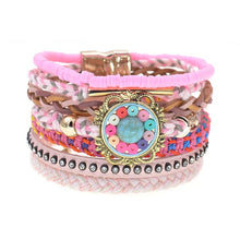 Load image into Gallery viewer, women bracelets Leather bracelets bohemia colorful beaded charm bracelets for women fashion jewelry -  flower world