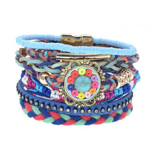 Load image into Gallery viewer, women bracelets Leather bracelets bohemia colorful beaded charm bracelets for women fashion jewelry -  flower world