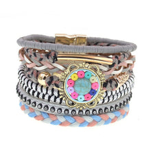 Load image into Gallery viewer, women bracelets Leather bracelets bohemia colorful beaded charm bracelets for women fashion jewelry -  flower world