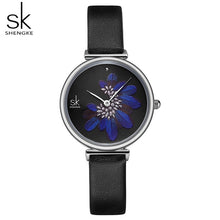 Load image into Gallery viewer, Women Watches  Luxury Leather Strap Wristwatch for Women Blue Feather -  flower world