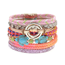 Load image into Gallery viewer, women bracelets Leather bracelets bohemia colorful beaded charm bracelets for women fashion jewelry -  flower world