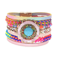 Load image into Gallery viewer, women bracelets Leather bracelets bohemia colorful beaded charm bracelets for women fashion jewelry -  flower world