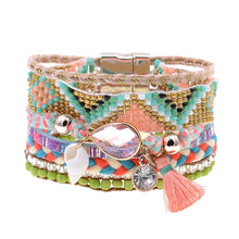 Load image into Gallery viewer, women bracelets Leather bracelets bohemia colorful beaded charm bracelets for women fashion jewelry -  flower world