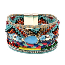 Load image into Gallery viewer, women bracelets Leather bracelets bohemia colorful beaded charm bracelets for women fashion jewelry -  flower world