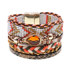 Load image into Gallery viewer, women bracelets Leather bracelets bohemia colorful beaded charm bracelets for women fashion jewelry -  flower world
