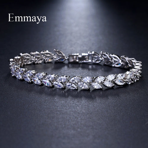 Charm AAA Cubic White Zircon Four Colors Leaf Jewelry Bracelets For Woman -  flower world
