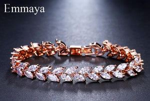 Charm AAA Cubic White Zircon Four Colors Leaf Jewelry Bracelets For Woman -  flower world
