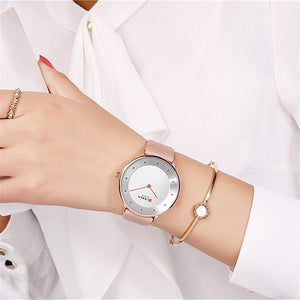 Watches Slim Fashion Leather  Wrist  Reloj Mujer -  flower world