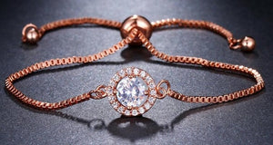 Elegance Two Colors AAA Zircon Adjustable Annular Round Crystal Bracelets For Women -  flower world